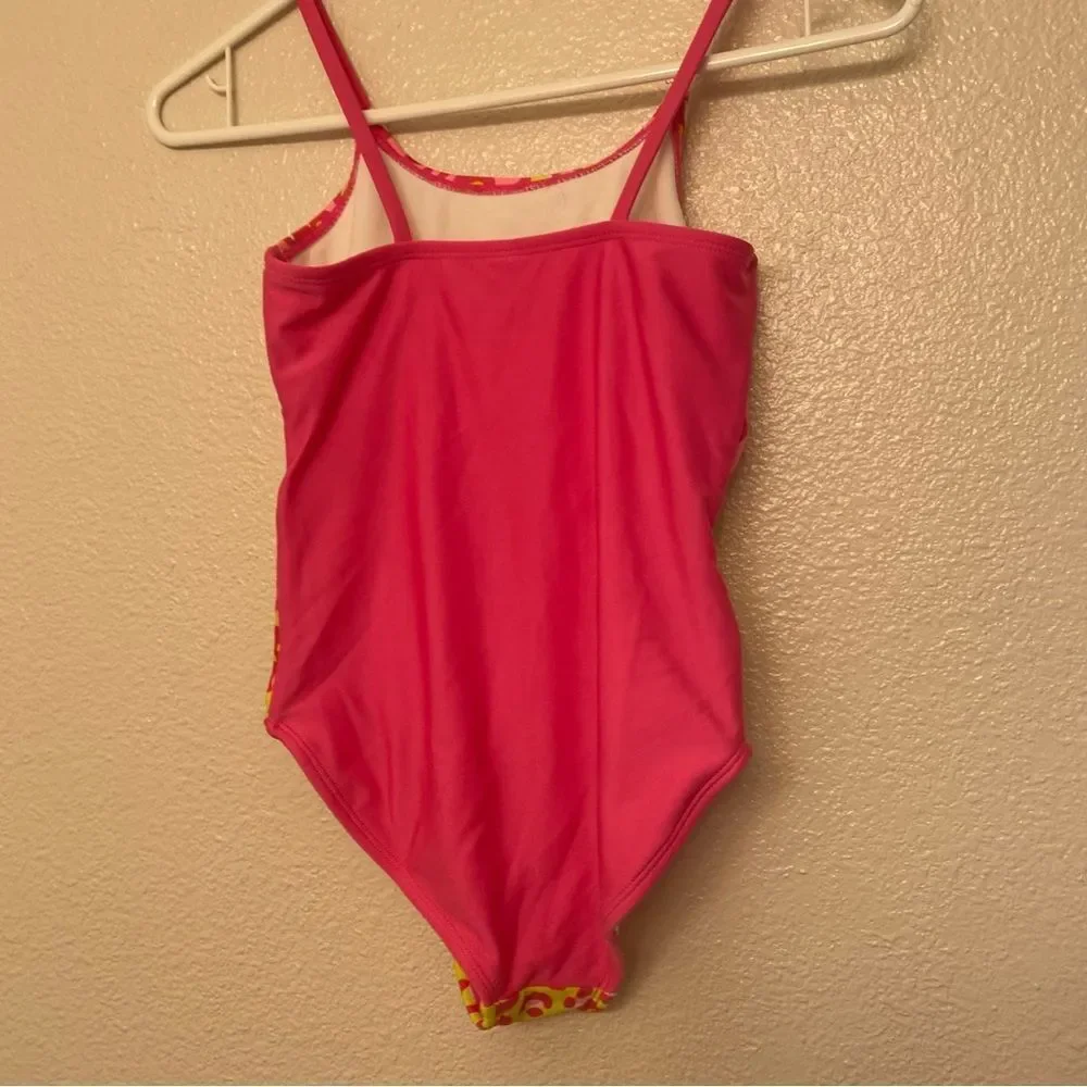 Art Class Girls One Piece hot pink animal print cut out swimsuit bathing suit M8